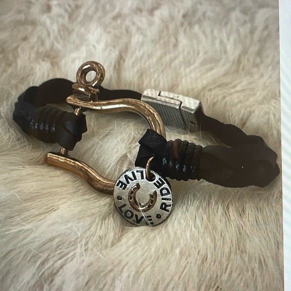 Magnetic Leather/Metal Bracelet. Never Worn. Biker Jewelry. - Picture 1 of 7